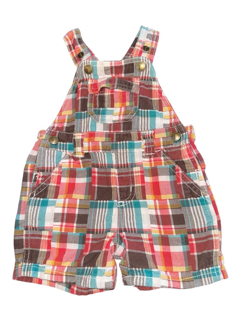 Gymboree Spring Smiles Plaid Patchwork Shortalls for Baby Boys